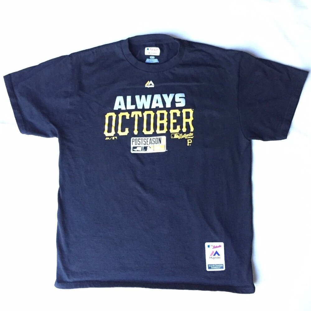 Pittsburgh Pirates Baseball MLB Always October Black T Shirt Post Season Large L